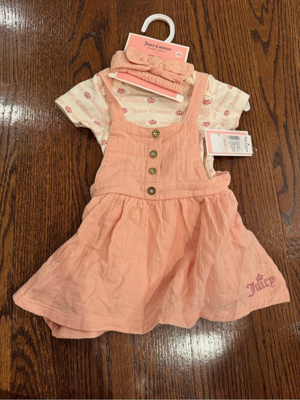 Juicy Couture Peach Pink Dress & Logo Tee with Headband
